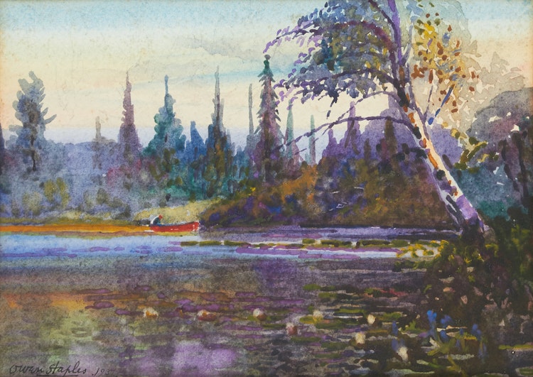 Artwork by Owen Staples,  Oxtongue River, Near Dwight