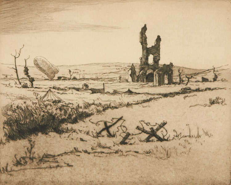 Artwork by Cyril Henry Barraud, Ablain-Saint-Nazaire from the East
