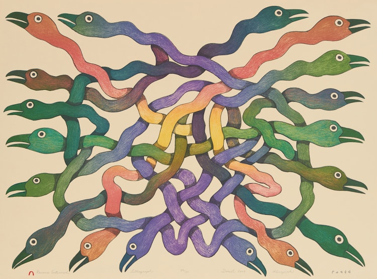 Artwork by Kenojuak Ashevak, Ravens Entwined