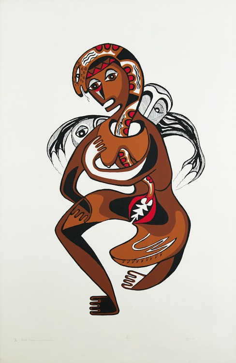 Artwork by Daphne Odjig, Big One and the Bad Medicine Woman