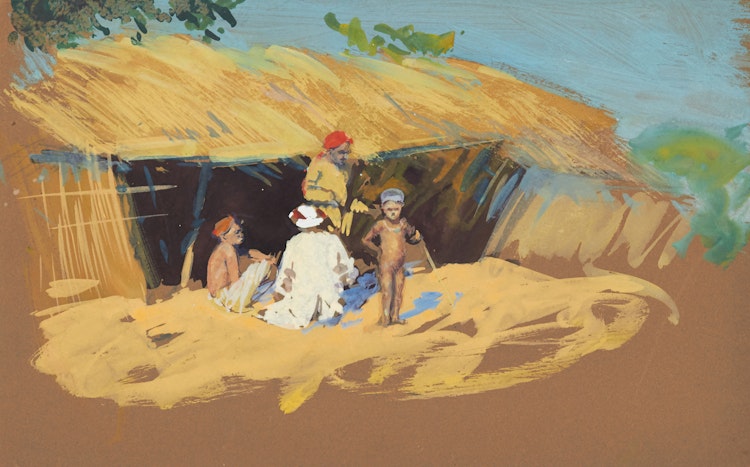Artwork by Narayan Shridhar Bendre, Roadside Cottage
