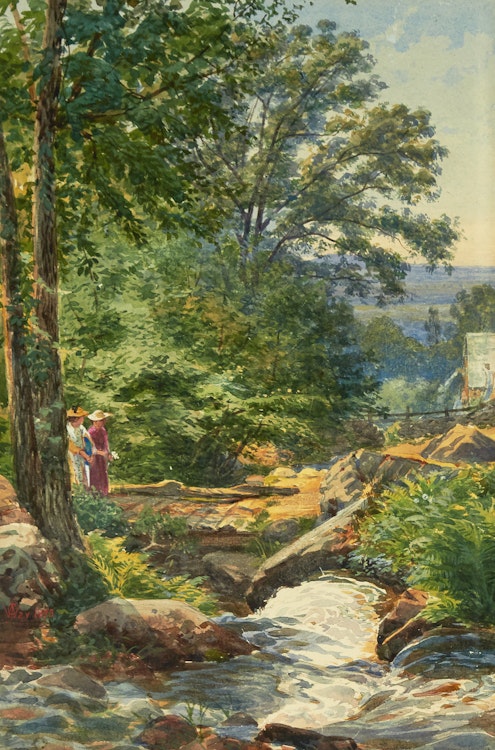 Artwork by Charles Jones Way,  Ladies by a Stream