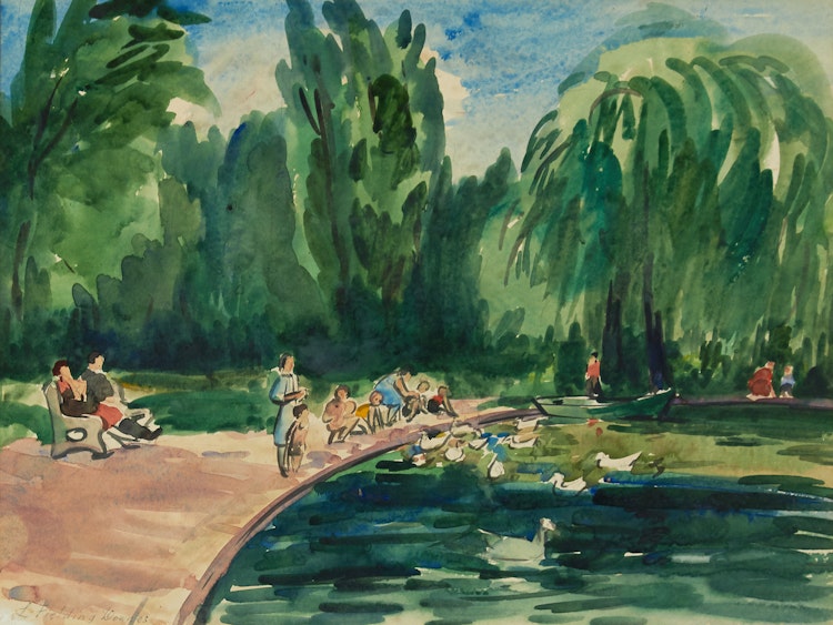 Artwork by Lionel Fielding Downes, A Day at the Park