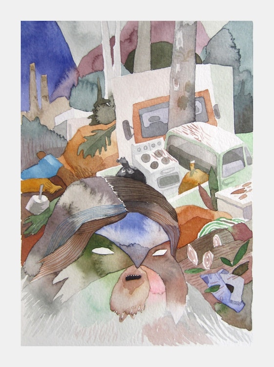 Artwork by Meghan Hildebrand, Scrapyard Woodsman