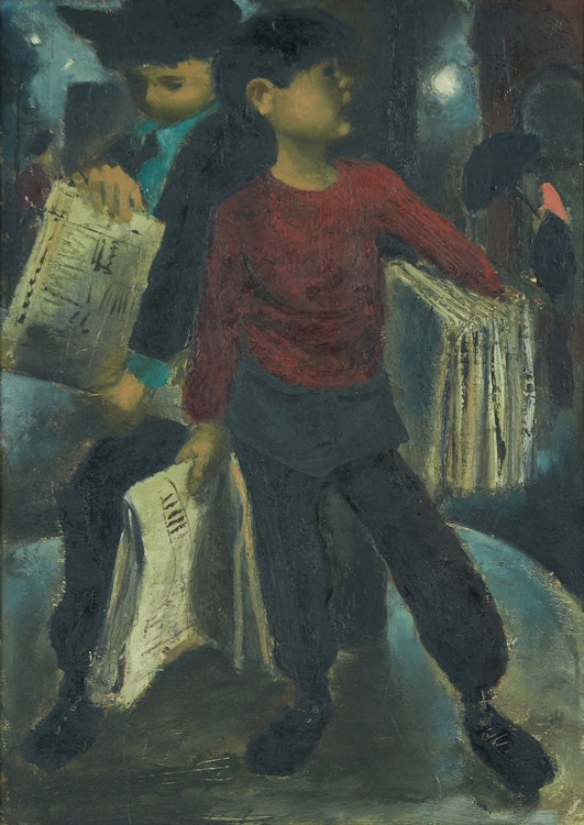 Artwork by William Arthur Winter,  Newsboy