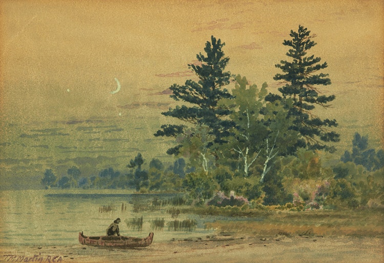 Artwork by Thomas Mower Martin, Canoeing under the Moonlight