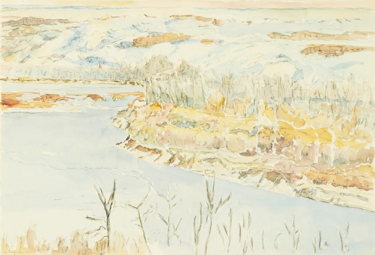 Artwork by Dorothy Elsie Knowles,  Riverbank Snow