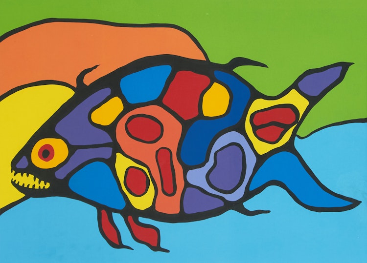 Artwork by Norval Morrisseau,  Soul Floating in Cosmic Sea