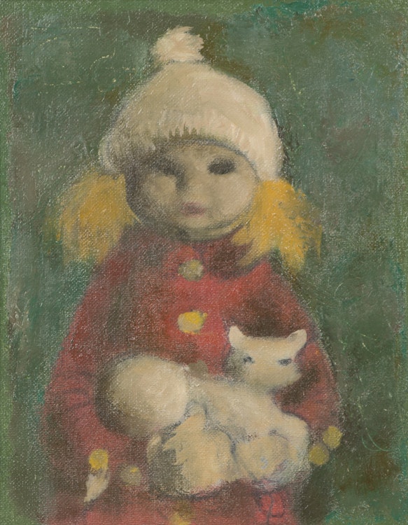 Artwork by William Arthur Winter, Young Girl with Cat