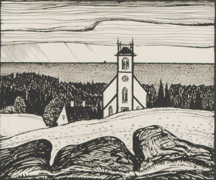Artwork by James Edward Hervey MacDonald, Church by the Sea