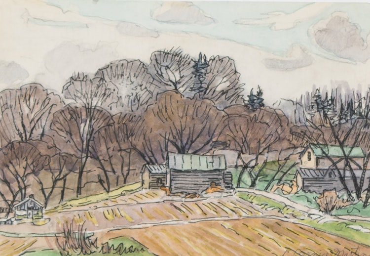 Artwork by Bernice Fenwick Martin, Charlie’s Place, Lambton, Early Spring