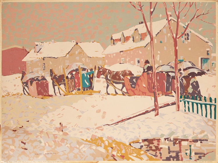 Artwork by Albert Henry Robinson, Returning from Easter Mass