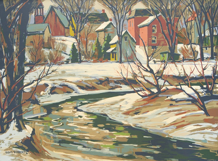 Artwork by Thomas Keith Roberts, Village in Winter