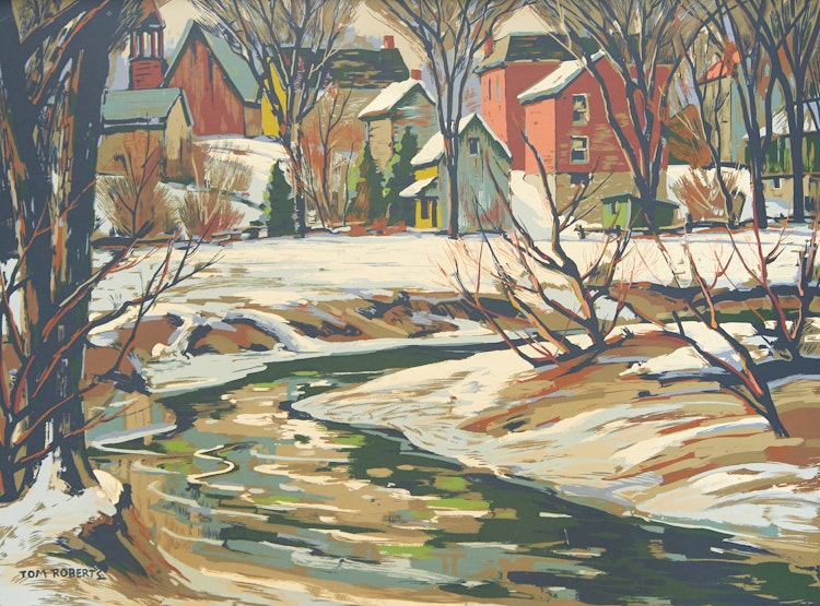 Artwork by Thomas Keith Roberts,  Village in Winter