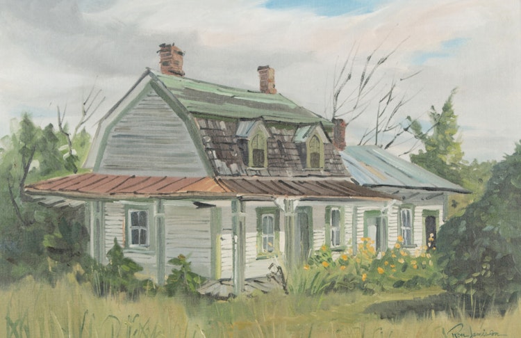 Artwork by Ron Jamieson,  Old House, Riverfield, Quebec