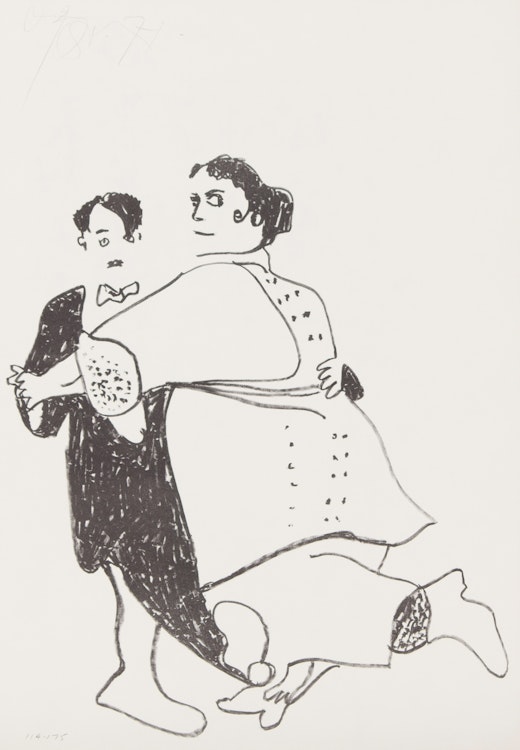 Artwork by Harold Barling Town, Charlie Chaplin and Marie Dressler