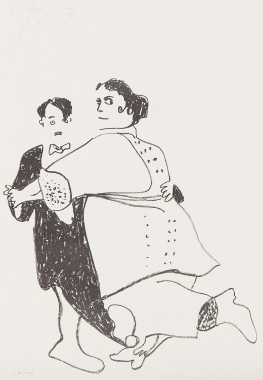 Artwork by Harold Barling Town,  Charlie Chaplin and Marie Dressler