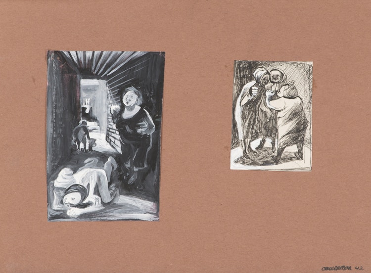 Artwork by Ghitta Caiserman-Roth, Still Life of Potted Plants; Two Figural Studies