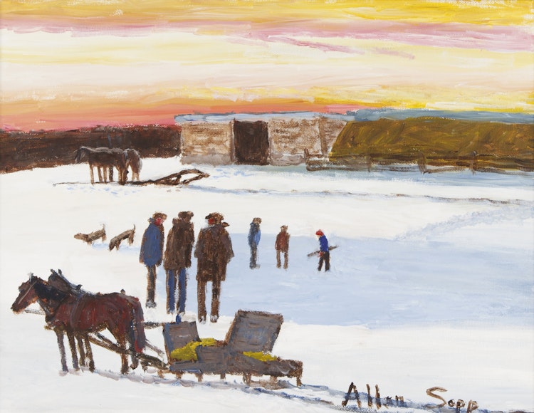 Artwork by Allen Sapp, Teaching Little Kids