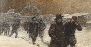 Artwork by Henry Sandham, Walking Through the Snow