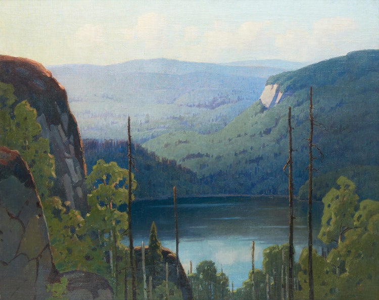 Artwork by Frederick Henry Brigden, Lake in the Hills