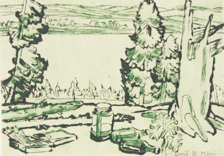 Artwork by David Brown Milne, Painting Place (Hilltop)
