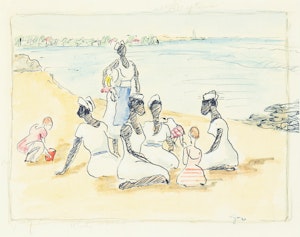 Artwork by John Goodwin Lyman, Nannies on the Beach