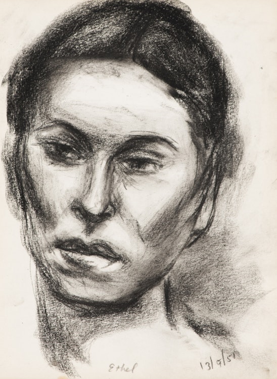 Artwork by Rita Briansky, Self Portrait; Study (Joseph); Rain; Anna in Profile; Ethel