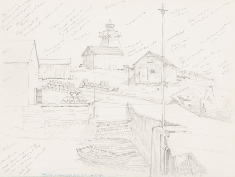 Artwork by Frederick Bourchier Taylor, Neil’s Harbour, C.B.N.S.; Reclining Nude; Reclining Nude; Nude Study