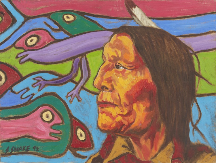 Artwork by Stephen Snake,  Side Profile of Native Man