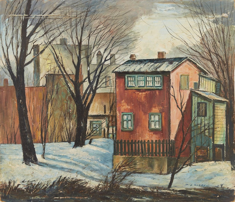 Artwork by Louis Dobry, Houses in Winter