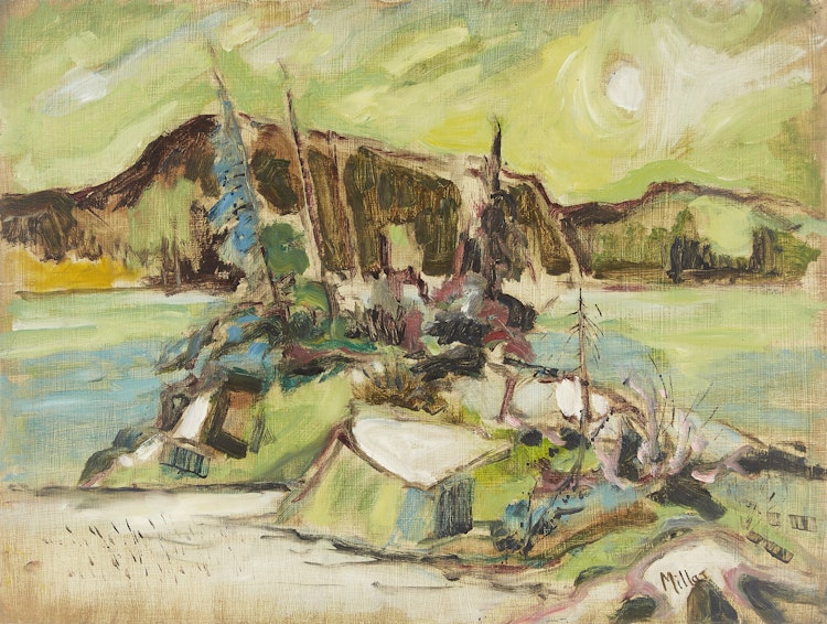 Artwork by Alexander Samuel Millar, Mountain Landscape; Sunflowers