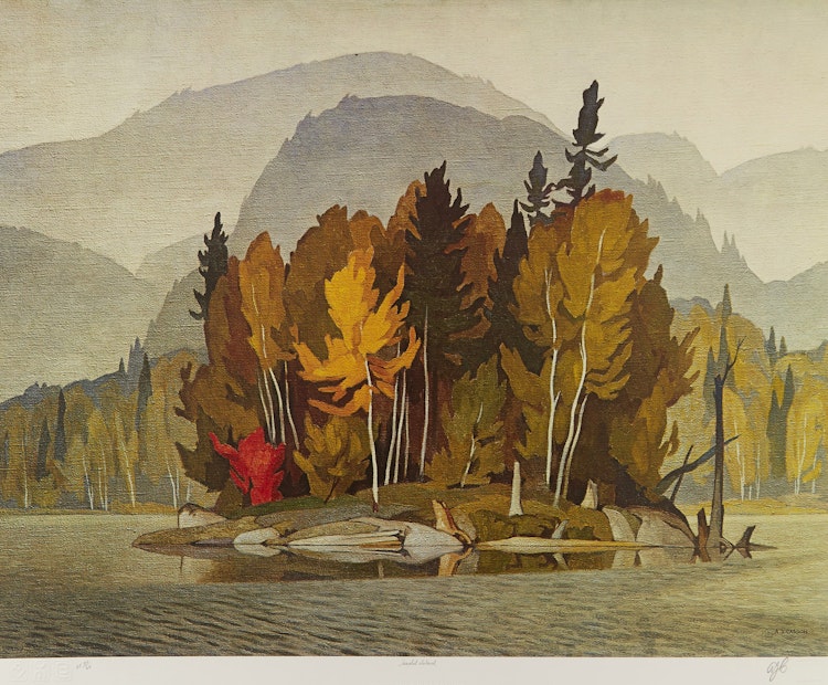 Artwork by Alfred Joseph Casson,  Early Snow; Approaching Thunderstorm; Sunlit Island