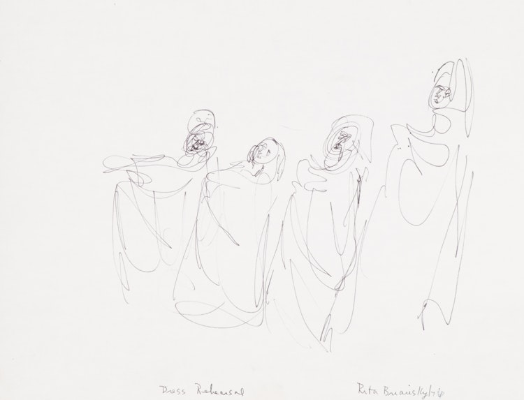 Artwork by Rita Briansky, Dress Rehearsal; Time Out; Wendy Playing the Recorder; Carl Sandberg
