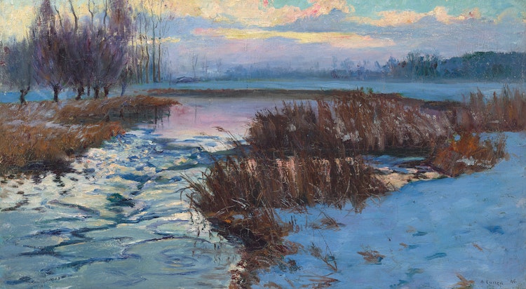 Artwork by Maurice Galbraith Cullen, Wintery Marshes, Quebec