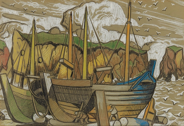 Artwork by Marc-Aurèle Fortin, Études Barques, Gaspésie