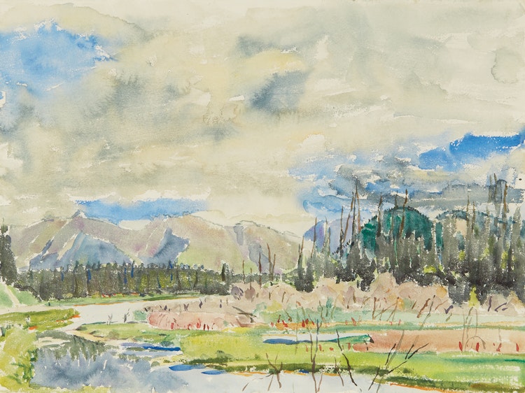 Artwork by Dorothy Elsie Knowles, The Vermillion Lakes