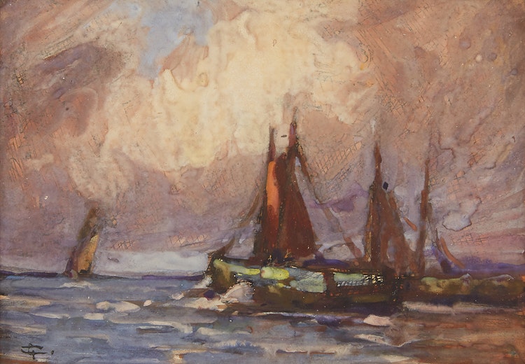Artwork by Georges Chavignaud, Ships at Sea