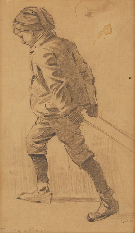 Artwork by Albert Henry Robson, Pulling a Sleigh
