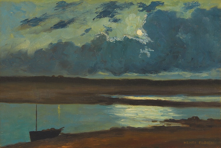 Artwork by Henri Fabien,  Nocturne Seascape