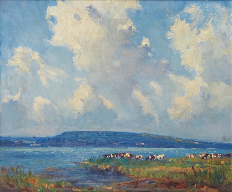 Artwork by Manly Edward MacDonald, Cattle at the Bay of Quinte