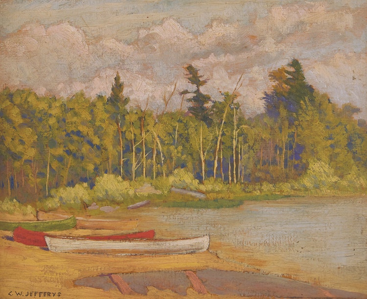 Artwork by Charles William Jefferys, Canoes