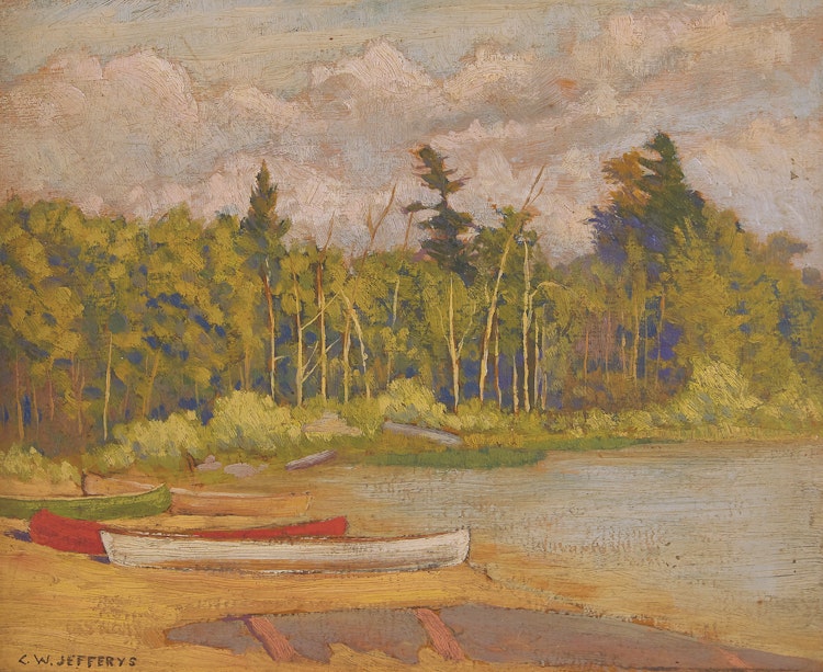 Artwork by Charles William Jefferys,  Canoes