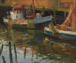 Artwork by Francesco Iacurto, Harbour Scene