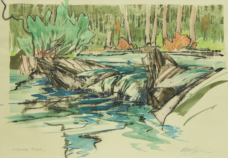 Artwork by Edward W. (Ted) Godwin,  Highwood River