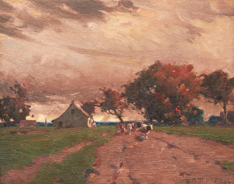 Artwork by John William Beatty,  Wandering Cattle