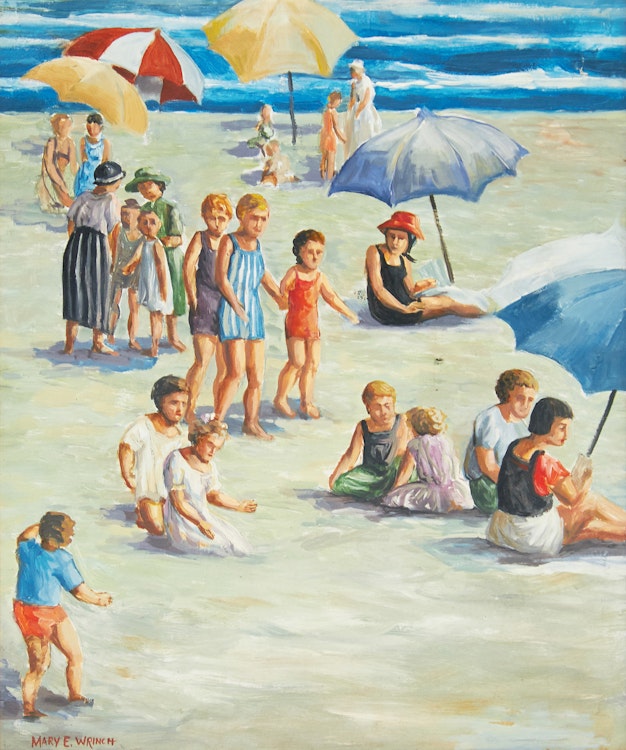 Artwork by Mary Evelyn Wrinch,  Beach Scene with Children