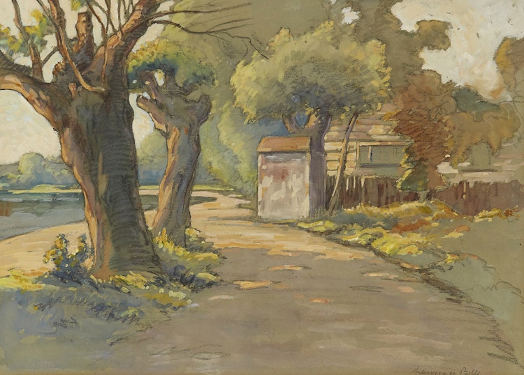 Artwork by Lawrence Bell, Cottage on the Shoreline