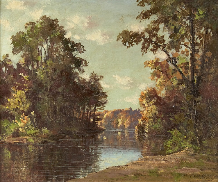 Artwork by Otto Planding, River Landscape