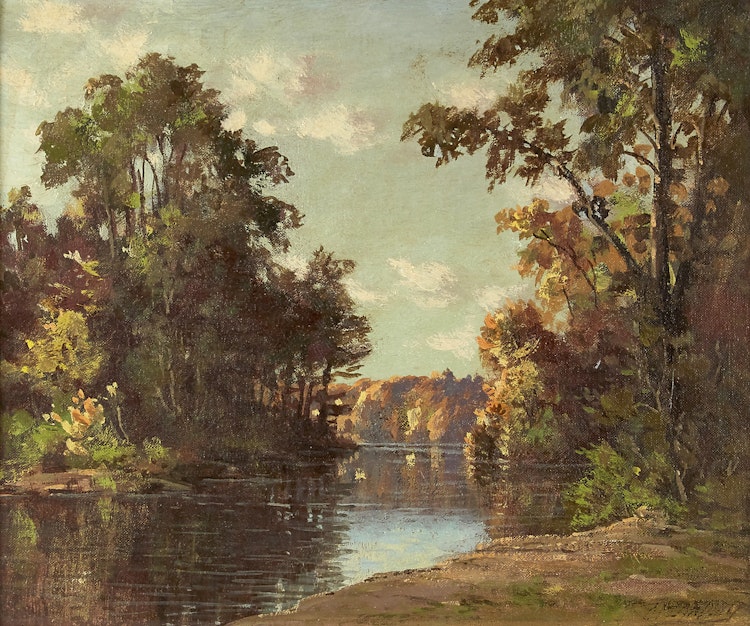 Artwork by Otto Planding,  River Landscape